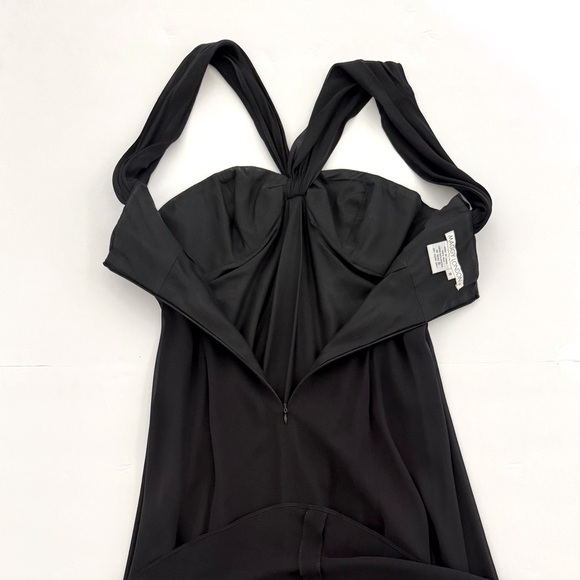 "Maggy London 100% Silk Halter Ruffle Midi Knee Length Dress Black,Size 8 - Picture 8 of 10